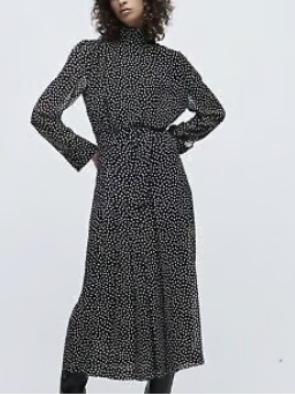 Zara Black and White Polka Dot Midi Dress - Picture 2 of 11
